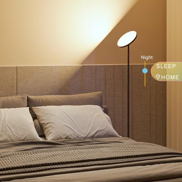 Modern Floor Lamp, WiFi Remote Modern Tall Standing Light, 2000LM (Black) - Picture 11 of 13